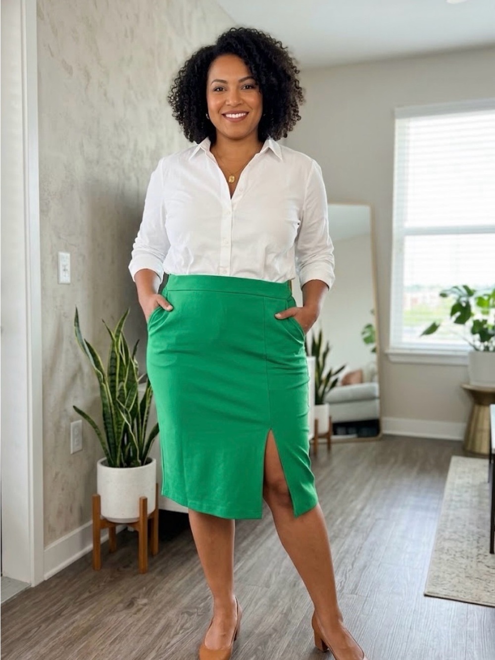 ELOQUII Green Stretch Skirt - Size 20